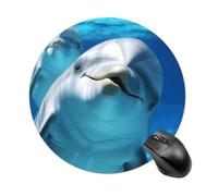 Dolphin with A Smile Round Mouse Pad Smooth Glide Gaming Mousepad Extra Density Portable Comfortable Mouse Mat for Desk, Home, Office 7.8x7.8 Inches