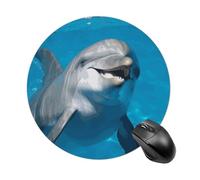 Dolphin with A Smile Round Mouse Pad Smooth Glide Gaming Mousepad Extra Density Portable Comfortable Mouse Mat for Desk, Home, Office 7.8x7.8 Inches