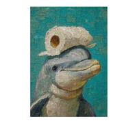 Dolphin with Hat Painting Themed Jigsaw Puzzle for Adults, 300 PCS