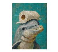 Dolphin with Hat Painting Themed Jigsaw Puzzle for Adults, 500 PCS