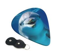 Dolphin With Smile 6 Pack Guitar Picks With Holder, Personalized Guitar Plectrums Non-Slip Portable Ukulele Bass Picks 0.96mm For Acoustic Guitar Lovers Gifts