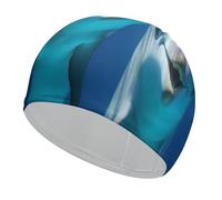Dolphin with Smile Bathing Cap High Elasticity Swimming Caps Fit Both Long Hair Short Hair Comfortable Large Shower Cap for Drag Reduction and Hair Protection