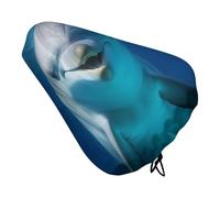 Dolphin with Smile Bike Seat Cover Water-Repellent Exercise Bike Seat Cushion Bicycle Saddle Cover with Drawstring Rain Snow Dust Covers for City Mountain Road Biking