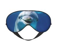 Dolphin with Smile Double-Sided Silk Sleep Mask, Adjustable Light Blocking Eye Mask for Travel, Men & Women, Soft Comfortable Blindfold 20x10cm