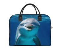 Dolphin With Smile Laptop Tote Bag Casual Travel Handbag Multi Pocket Shoulder Bags for Work Travel