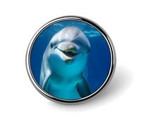 Dolphin With Smile Round Badge Personalized Metal Lapel Pin Badges Fit Clothing Bags Hat Humorous Printed Brooch Badge Party Decorations Accessories for Men Women