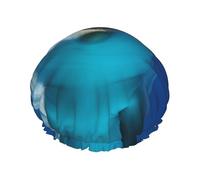Dolphin With Smile Shower Cap Reusable Waterproof Shower Bonnet for Women Men Elastic Band Bath Hair Hat Double Layered Washable Bath Cap for All Hairstyles, Travel-Friendly