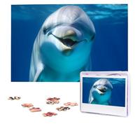 Dolphin with Smile Wooden Puzzles for Adults 1000 Pieces Personalized Jigsaw Puzzle Interesting Custom Photo Puzzles Gift for Holiday Birthday Wedding Anniversay
