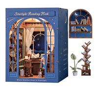 DolphinIsle Book Nook Kits for Adults, DIY Booknook Bookshelf Decor 3D Wooden Puzzle Starlight Reading Nook with Twinkling Starry Sky