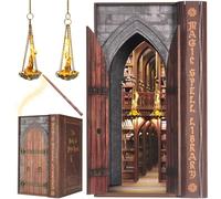 DolphinIsle Book Nook Kits for Adults, DIY Booknook Bookshelf Decor Magic Spell Library with Flame Illusion