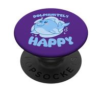 Dolphinitely Happy Cute Smiling Dolphin Pun PopSockets Adhesive PopGrip