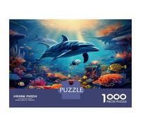 Dolphins 1000 Piece Jigsaw Puzzles for Adults with No Reflection Personalised Jigsaws Two Dolphins for Mindfulness Activities for Adults in Hobby Kits for Adults 70x50cm/1000pcs