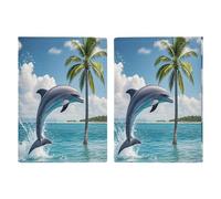 Dolphins And Palm Trees Passport Holder Passport Wallet PU Leather Passports Protective Cover Slim Travel Accessories