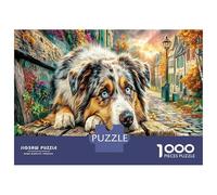 Dolphins And Sailboats at Sunset 1000Pieces JigsawPuzzlesAustralian Shepherd Town ForAdults Colourful Brainteasing Age12+byth ThemeFlowersandBirds Uncover The Puzzle 52x38cm/1000pcs