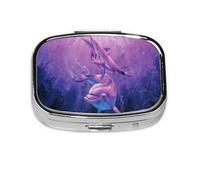Dolphins Animal,Meta Pill Box 2 Compartment Medicine Case,Portable Organizer,Rectangle Meta Portable Organizer Pill Box 1121 Compartment Medicine Case