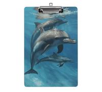 Dolphins Art Acrylic Clipboard with Low Profile Clip Clipboards with Hanging Hook A4 Letter Size Clip Board Holds 100 Sheets for Workshops and Office Use
