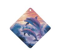 Dolphins Art Car Air Freshener Hanging, Long Lasting Scented Car Aromatherapy Tablets, Rhombus Fragrance Scented Cards for Vehicles, Bedroom, Wardrobe White-style