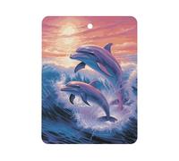 Dolphins Art Car Air Freshener Hanging, Long Lasting Scented Car Aromatherapy Tablets, Square Fragrance Scented Cards for Vehicles, Bedroom, Wardrobe Black-style