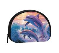 Dolphins Art Coin Purse Personalized Coin Bag for Women Men Change Purse Small Wallets with Zipper Mini Shell Coin Pouch Outdoor Shopping Change Storage Bag Handbags Gifts