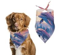 Dolphins Art Dog Bandana Washable & Adjustable Triangle Scarf, Breathable Pet Scarf for Small Medium Large Pets, Cute Fashion Pet Accessory