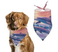 Dolphins Art Dog Bandanas Cute Soft Cotton Puppy Scarves Washable Daily Summer Durable Triangle Reversible Bibs Suitable for Small Medium Large Dogs and Cats