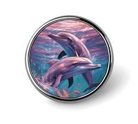 Dolphins Art Round Badge Cute Brooch Hats Jackets Decor Personalized Lapel Pin Clothing Jewelry Accessories for Wedding Party Gift