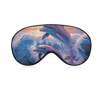 Dolphins Art Sleep Mask with Adjustable Strap, Comfortable & Soft Eye Mask for Sleeping Light Blocking, Lightweight & Breathable Eye Cover for Men Women