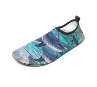 Dolphins Art Water Shoes for Men Women, Lightweight Stretch Swim Shoes with Anti-Slip Rubber Sole, Quick-Dry Aqua Socks for Pool, Beach, Surfing, Style, 5 Women/5 Men
