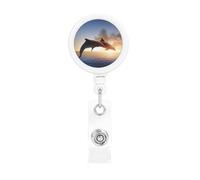 Dolphins at Sunset Print Badge Reel Retractable Badge Holder Cute Badge Clip Id Card Holders for Men Women