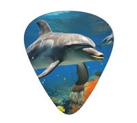 Dolphins Blue 12 Pack Guitar Plectrums With Storage Case, 0.46/0.71/0.96mm, Including Thin, Medium Thick Guitar Plectrums For Electric Guitars Bass Ukulele