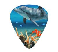 Dolphins Blue 12 Pcs Guitar Picks, 0.46mm/0.71mm/0.96mm Thickness, Guitar Plectrum With Storage Case For Acoustic-Electric Guitar Ukulele Bass