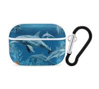 Dolphins Blue AirPod Pro Case, Anti Scratch Hard PC Cover with Keychain, AirPod Pro 2nd/1st Case Accessories for Women Men, White-Style