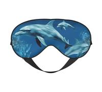 Dolphins Blue Double-Sided Silk Sleep Mask, Adjustable Light Blocking Eye Mask for Travel, Men & Women, Soft Comfortable Blindfold 20x10cm