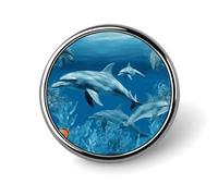Dolphins Blue Round Badge for Men Women, Durable & Stylish Lapel Pins, Lightweight Metal Badges for Shirts, Jackets, Hats