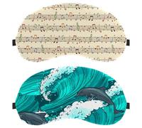 Dolphins Blue Sea Waves Pattern 2-Pack Light-Blocking Soft Breathable Blindfold Sleeping Masks