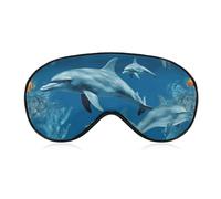 Dolphins Blue Sleep Mask for Women Men, Soft Eye Mask with Adjustable Strap for Sleeping, Light Blocking Travel Blindfold for Nap Comfortable Eye Cover for Home Office