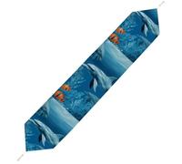 Dolphins Blue Table Runner for Dining Table, Short Plush Runners Washable & Durable Tablerunner Modern Home Decor for Wedding, Kitchen, Holiday 200*33cm