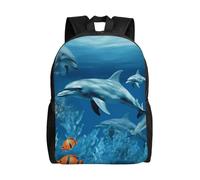 Dolphins Blue Travel Laptop Backpack Waterproof Lightweight Cute Backpack For Women Men Casual Daypack