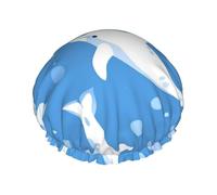 Dolphins Blue Waterproof Reusable Shower Cap For Women - Elastic Hair Cover For Bath, Spa, Travel & Daily Use
