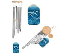 Dolphins Blue Wind Chimes for Outside 20.5 Inch Small Windchime