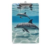 Dolphins Clipboard 8.5×12.5 Inch Acrylic Clip Board with Metal Clip A4 Letter Size Decorative Clipboard Cute Hanging Clipboards for Office, Teacher, Nurse, Doctor,