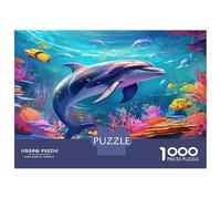 Dolphins DIY Jigsaw Puzzle 1000 PC Colorful Sea Dolphin focusing on Logic Skill Development for Party Games, Best Gift for Puzzle Lovers 70x50cm/1000pcs