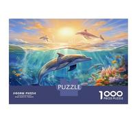 Dolphins DIY Jigsaw Puzzle 1000 PC Sunlit Dolphin focusing on Logic Skill Development for Party Games, Best Gift for Puzzle Lovers 70x50cm/1000pcs