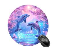 Dolphins Flowers Jumping Round Mousepad Non Slip Rubber Base | Funny Mousepad Desktop Protection for Gaming Office Laptop Computer