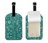 Dolphins Flowers Sea Starfish Coral Seashell Print Luggage Tag, for Suitcases Leather Privacy Protection Bag Tags Travel Accessories Essential
