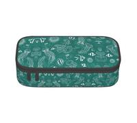Dolphins Flowers Sea Starfish Coral Seashell Print Pencil Case,Large Capacity Pencil Case,Multi-Purpose Makeup Pouch with Zipper