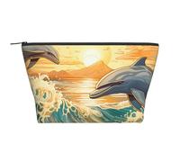 Dolphins Flowers Sea Starfish Coral Seashell Print Women's Makeup Bag Daily Commute Cosmetics Storage Pouch Beach Travel Fashion Toothbrush Bag