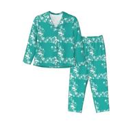Dolphins Flowers Sea Starfish Coral Seashell Printing Comfortable Pajama Set For Women Ideal For Sleeping Lounging Women'S Long Sleeved
