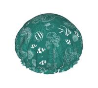 Dolphins Flowers Sea Starfish Coral Seashell Shower Cap For Men Cap Women Reusable Waterproof Long Thick Hair Care Hair Short Kids Bath