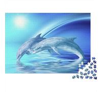 Dolphins Freedom 1000 Piece Jigsaw Puzzle for Adults, 70x50cm/1000pcs, January Puzzle Activity, Relaxing Home Time And A Fresh Start
